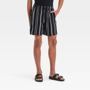 art class Black and White Striped Kids Shorts